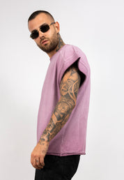 T-Shirt Over Washed con Maniche taglio vivo
