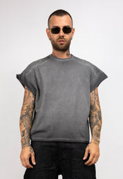 T-Shirt Over Washed con Maniche taglio vivo