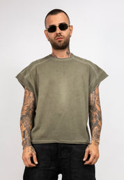 T-Shirt Over Washed con Maniche taglio vivo