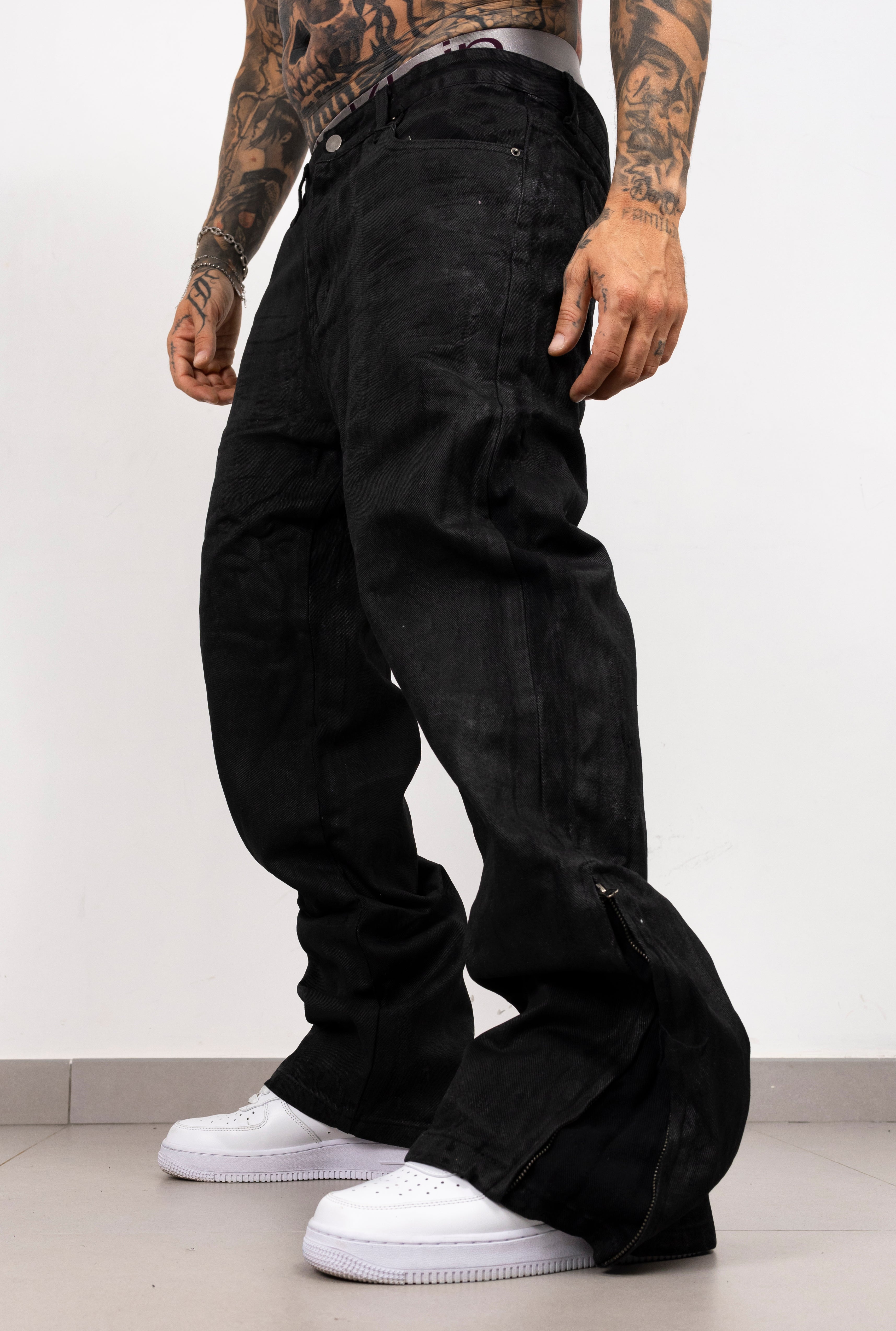 baggy spalmato con zip
