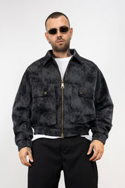Bomber Scamosciato Con Zip