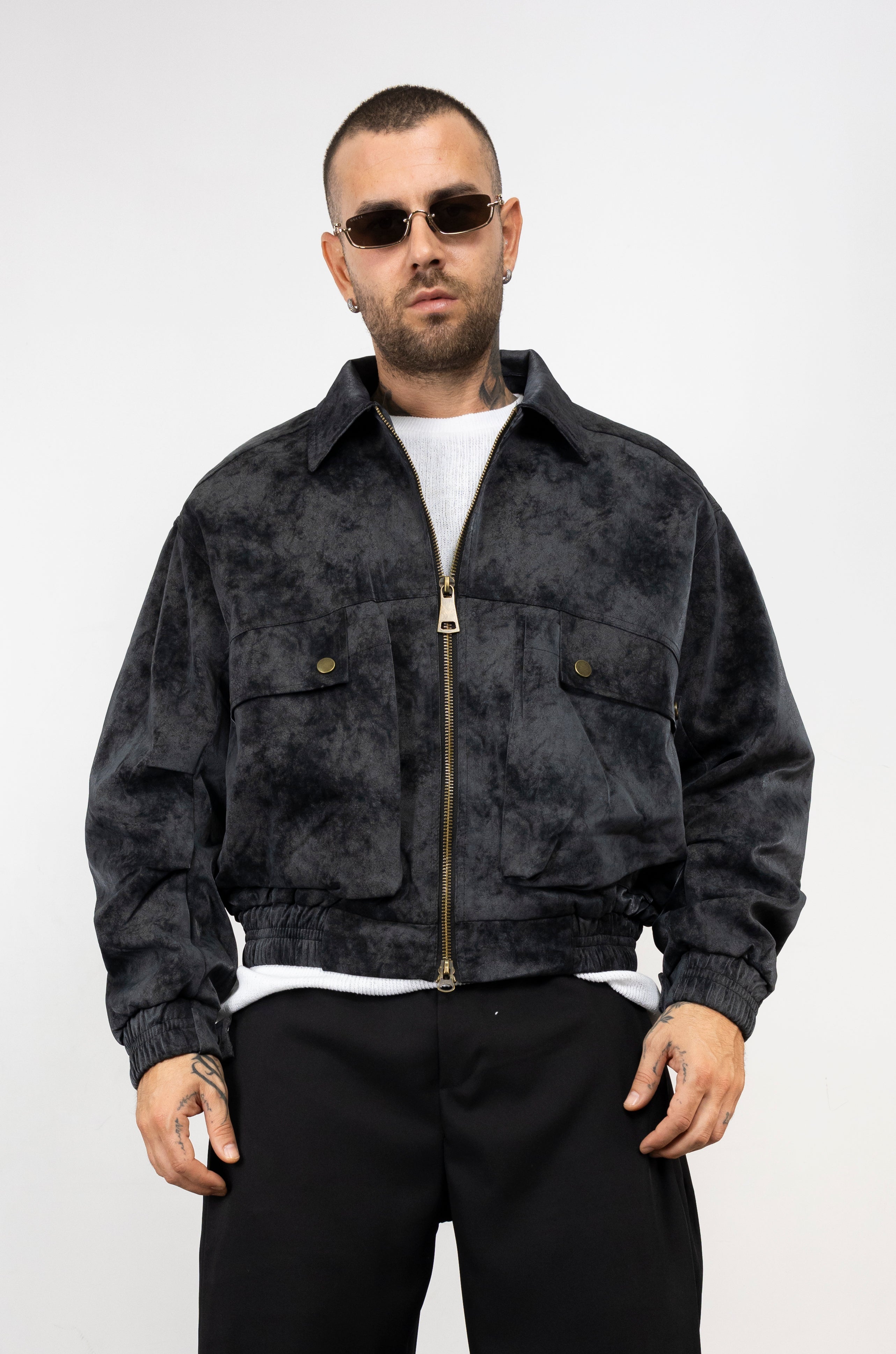 Bomber Scamosciato Con Zip