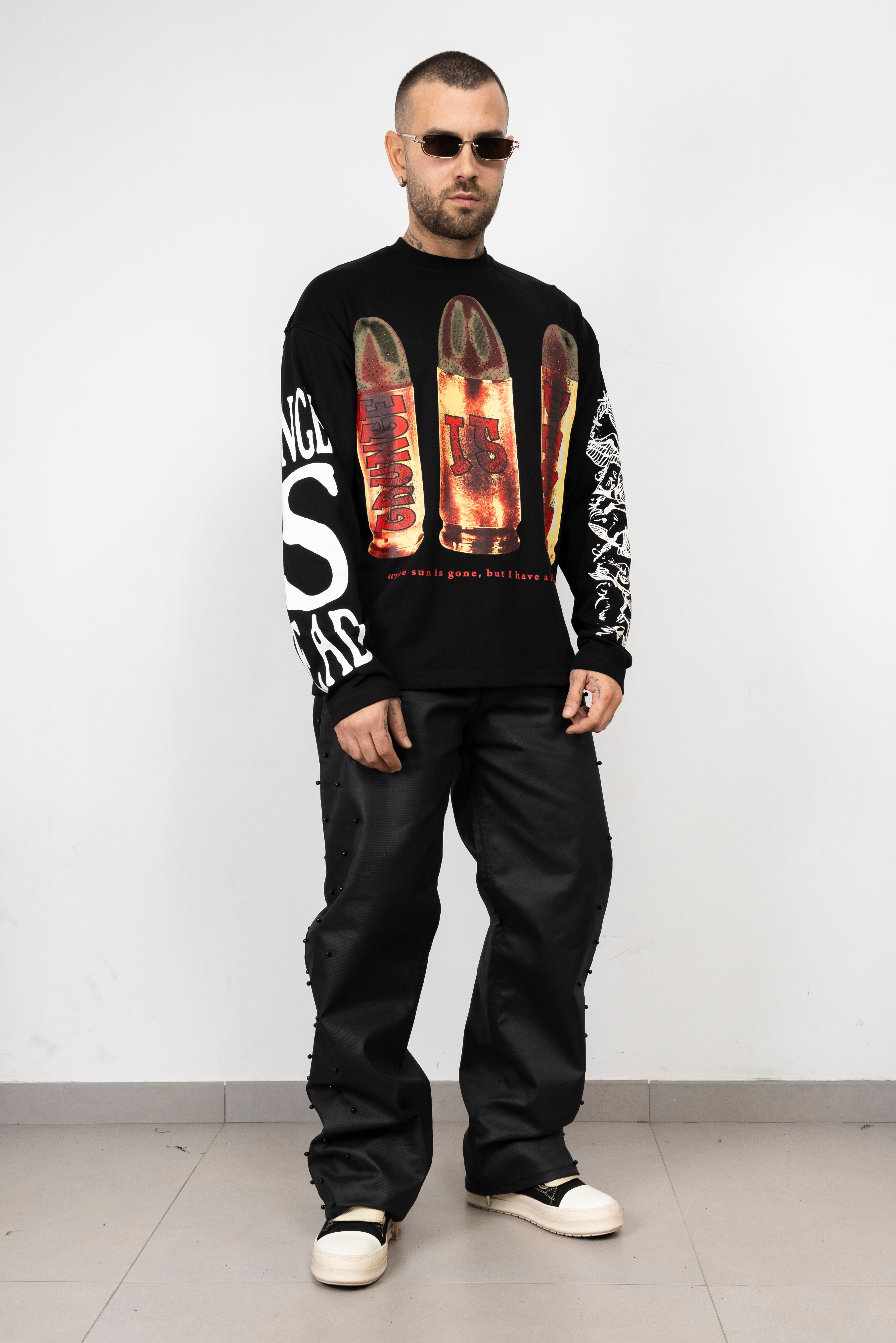 Long Sleeve Proiettile Strass