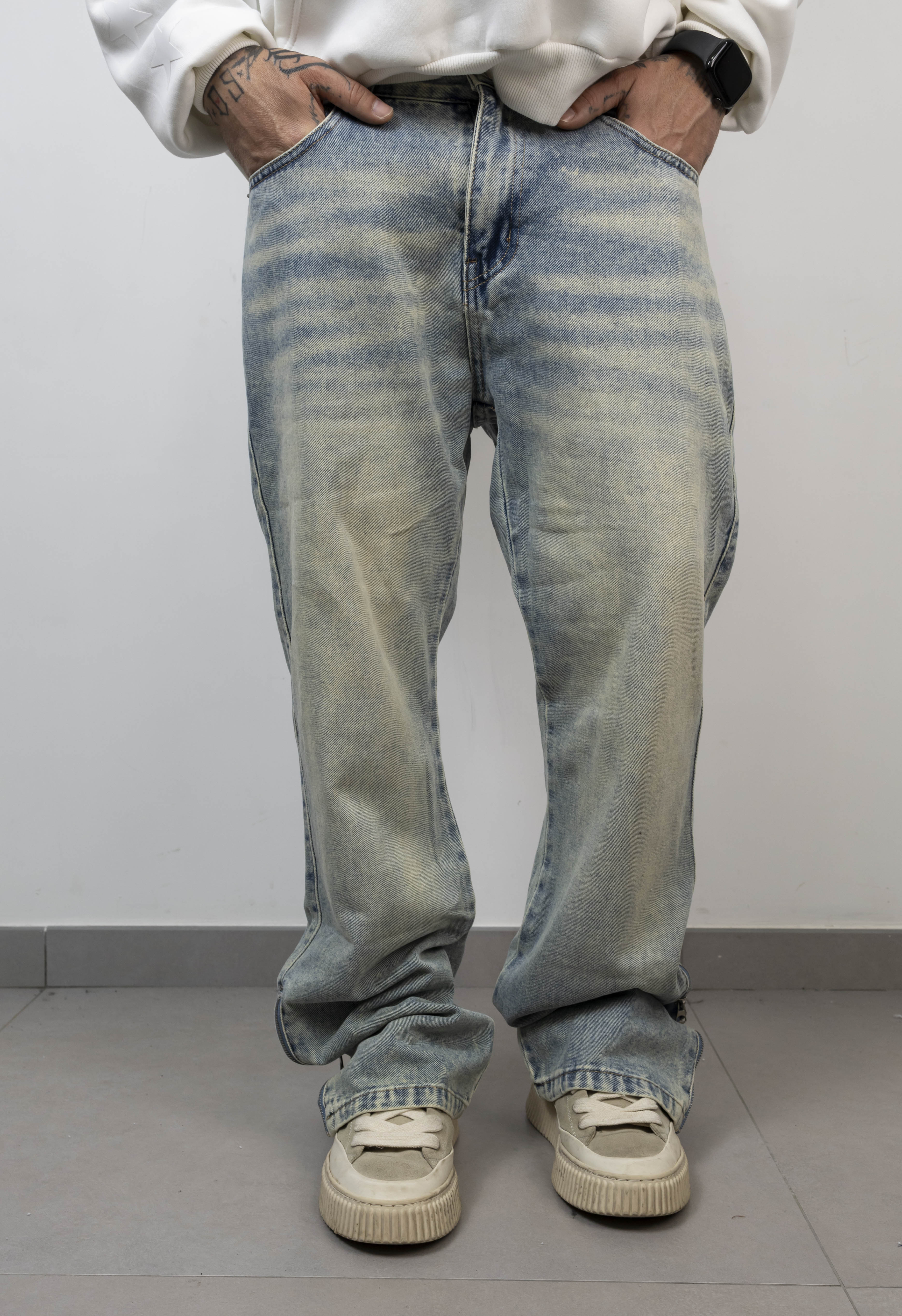 Baggy sky sabbiato zip