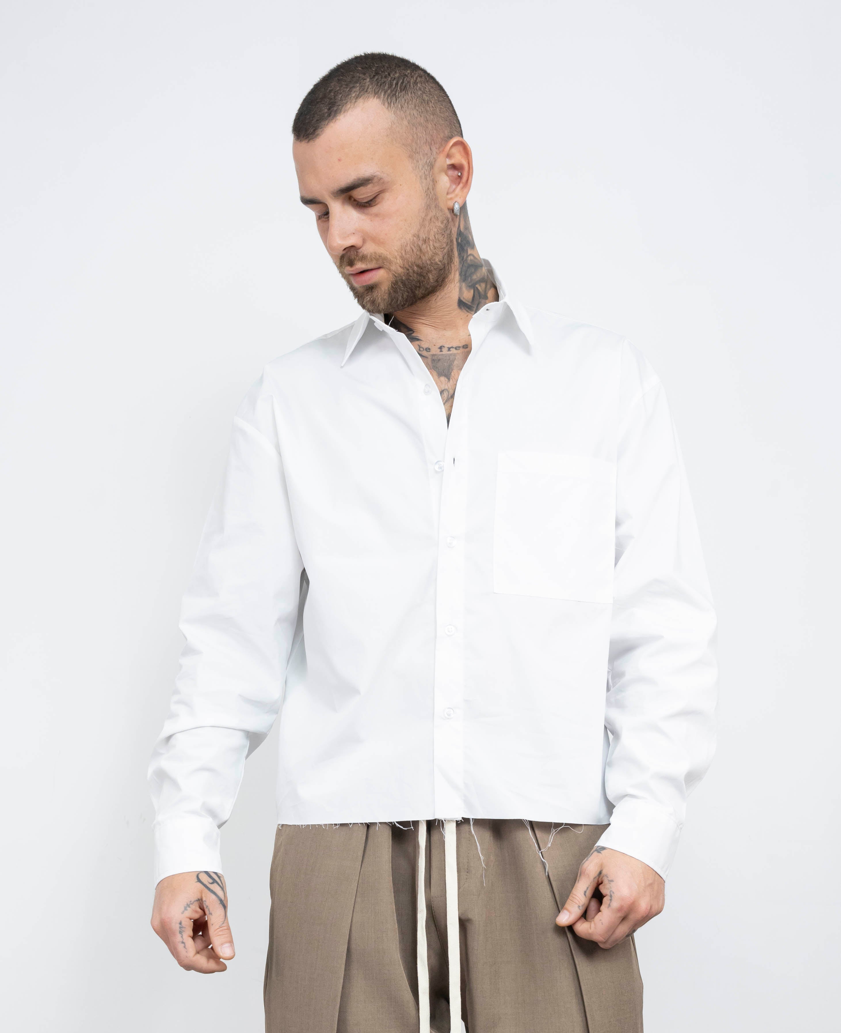 Camicia crop taglio vivo