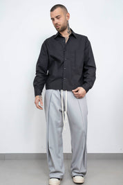 Camicia crop taglio vivo
