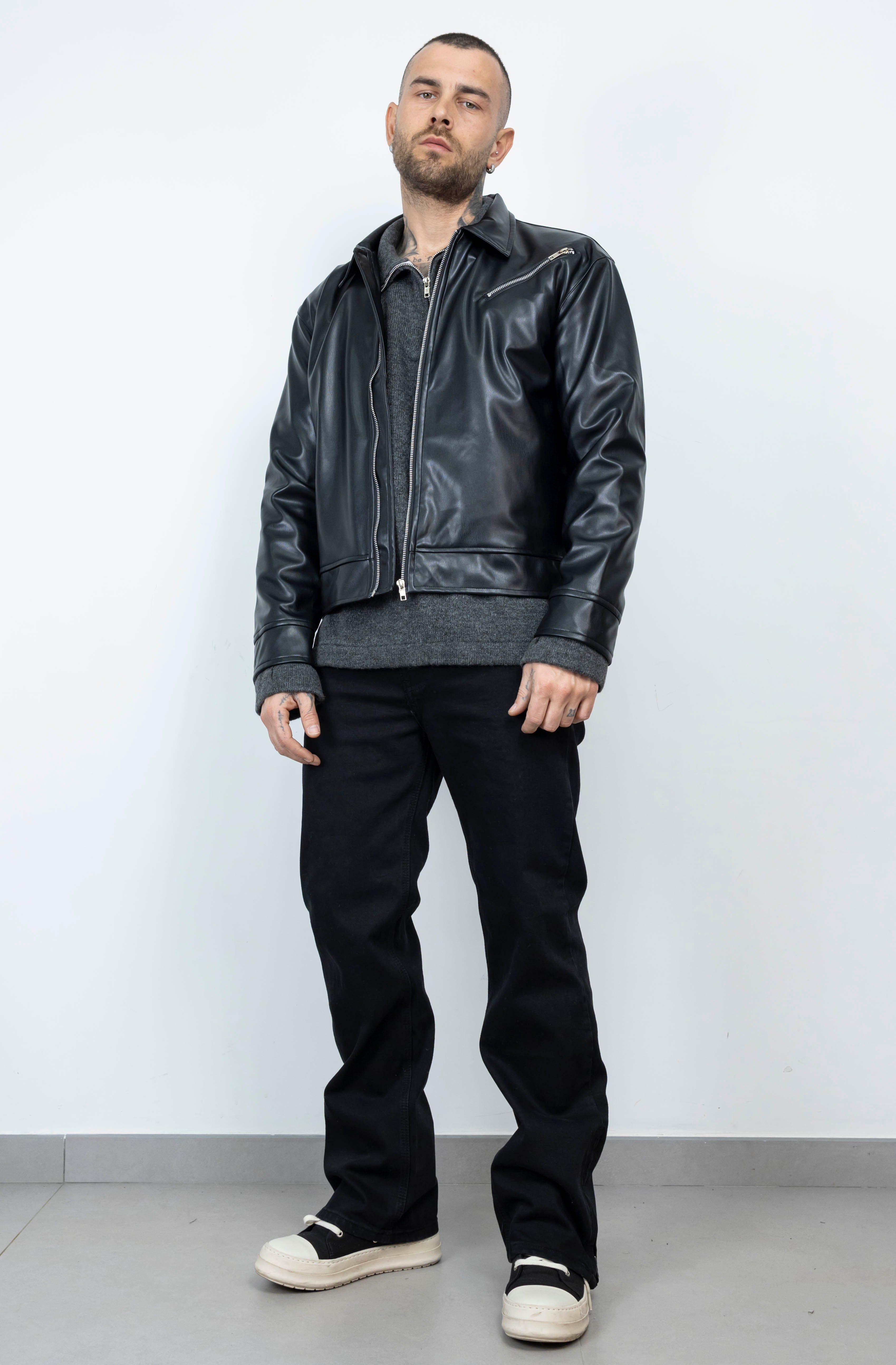 Chiodo eco pelle zip