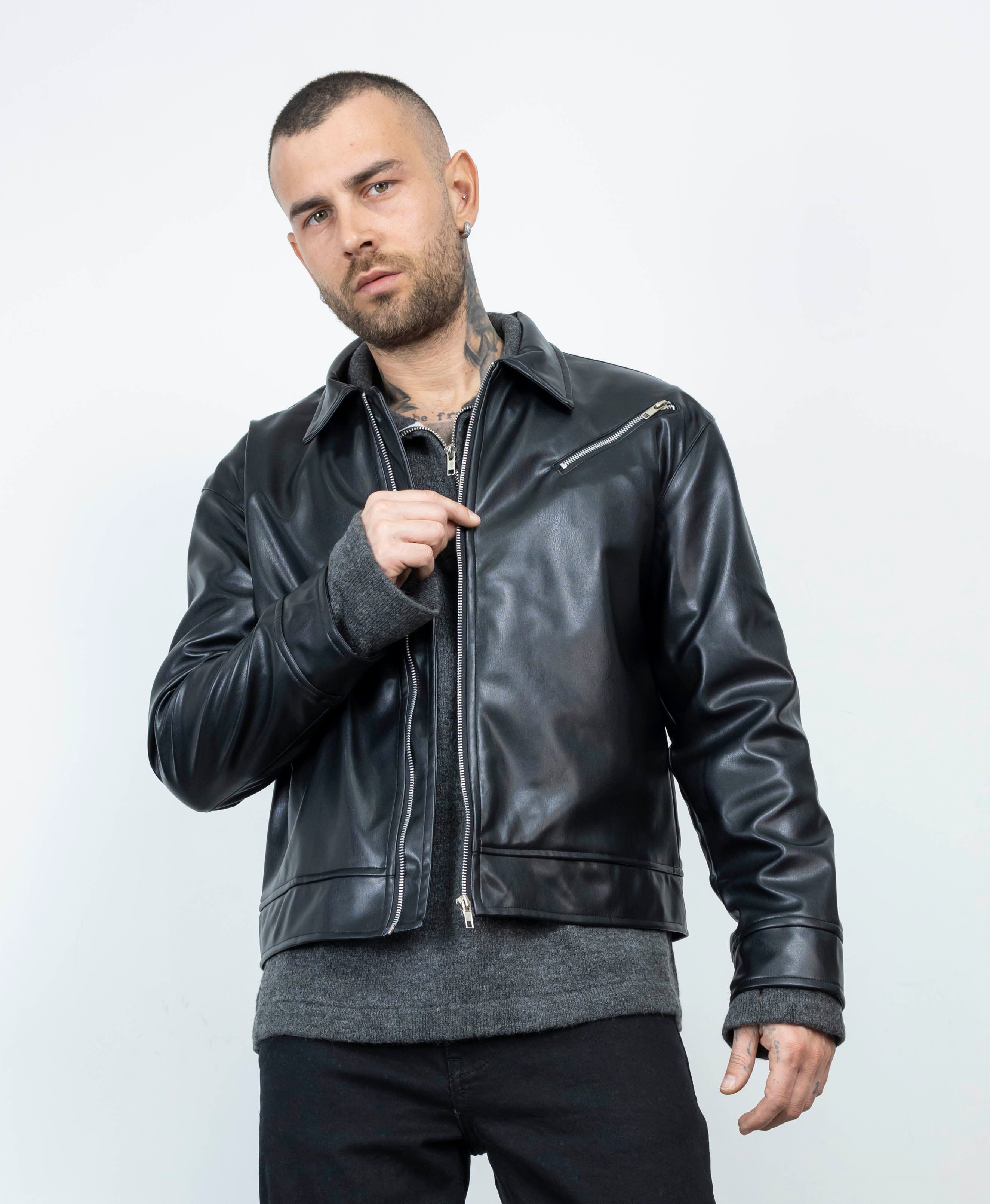 Chiodo eco pelle zip