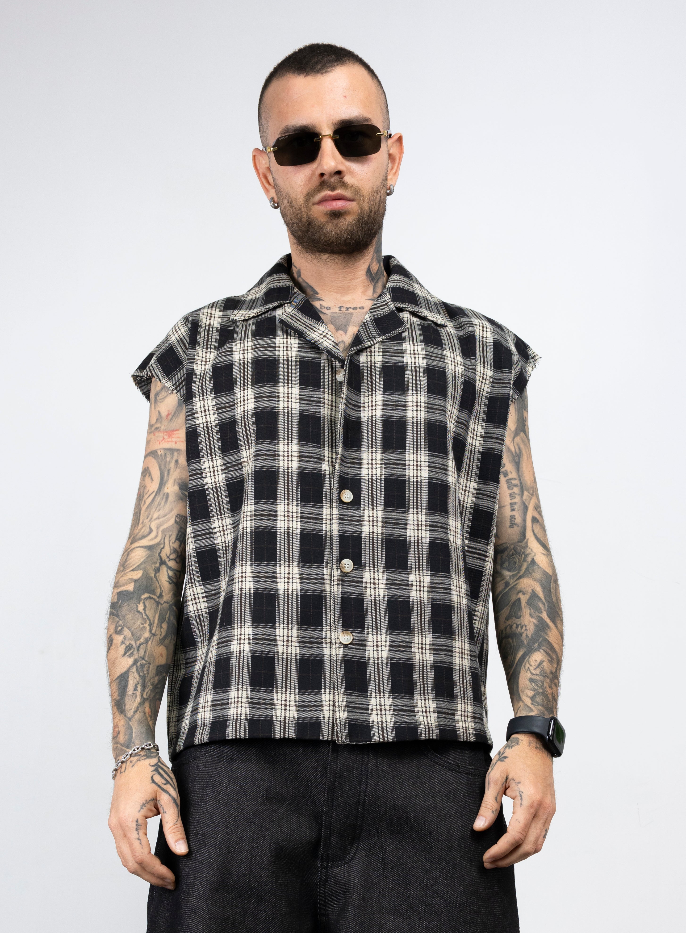 Camicia giromanica quadri