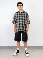 Camicia quadretti strass junior