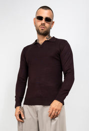 Polo scollo V manica lunga