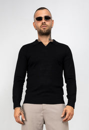 Polo scollo V manica lunga