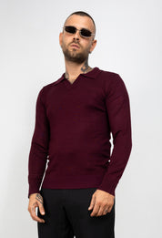 Polo scollo V manica lunga