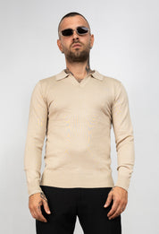 Polo scollo V manica lunga
