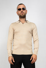 Polo scollo V manica lunga