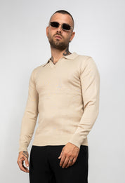 Polo scollo V manica lunga