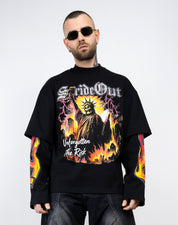 T-shirt double sleeve flame