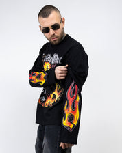 T-shirt double sleeve flame