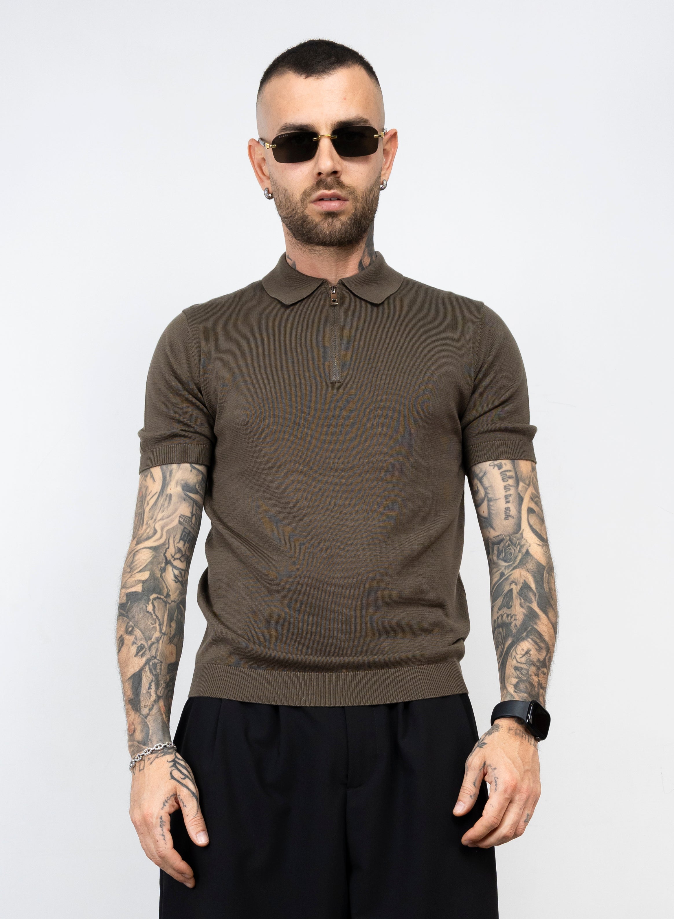 Polo mezza zip in filo