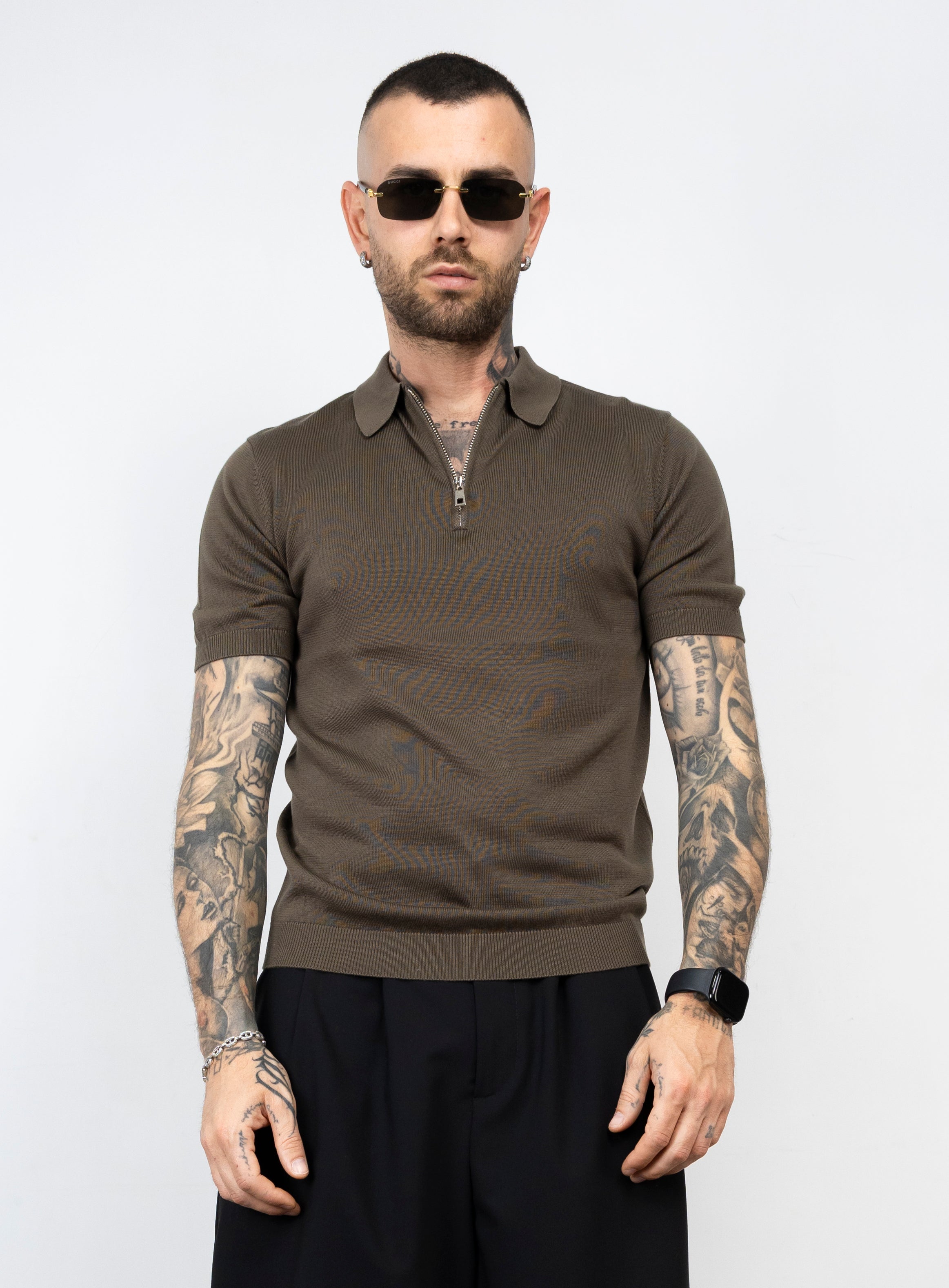 Polo mezza zip in filo