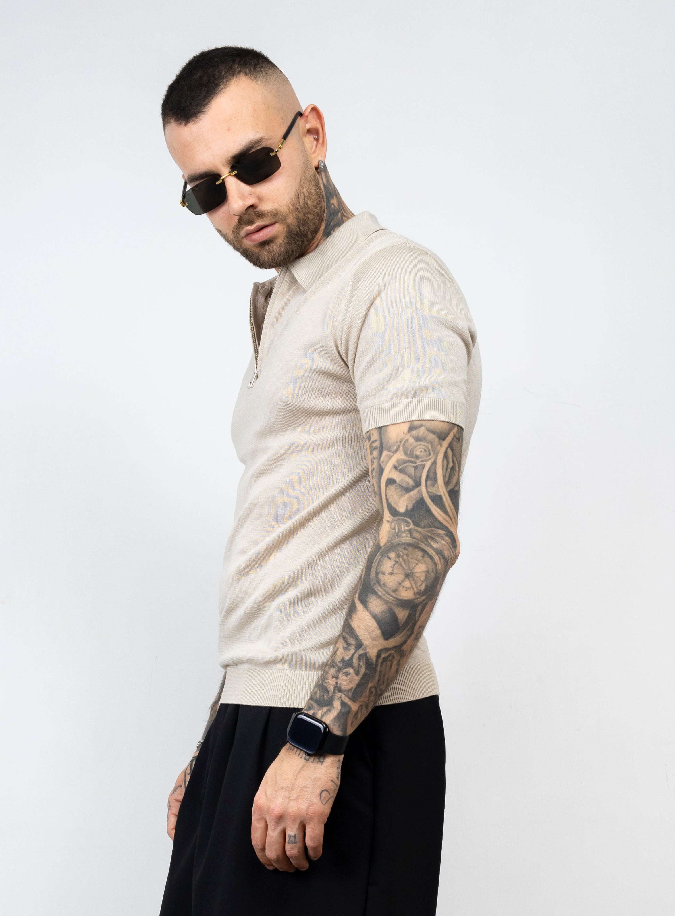 Polo mezza zip in filo