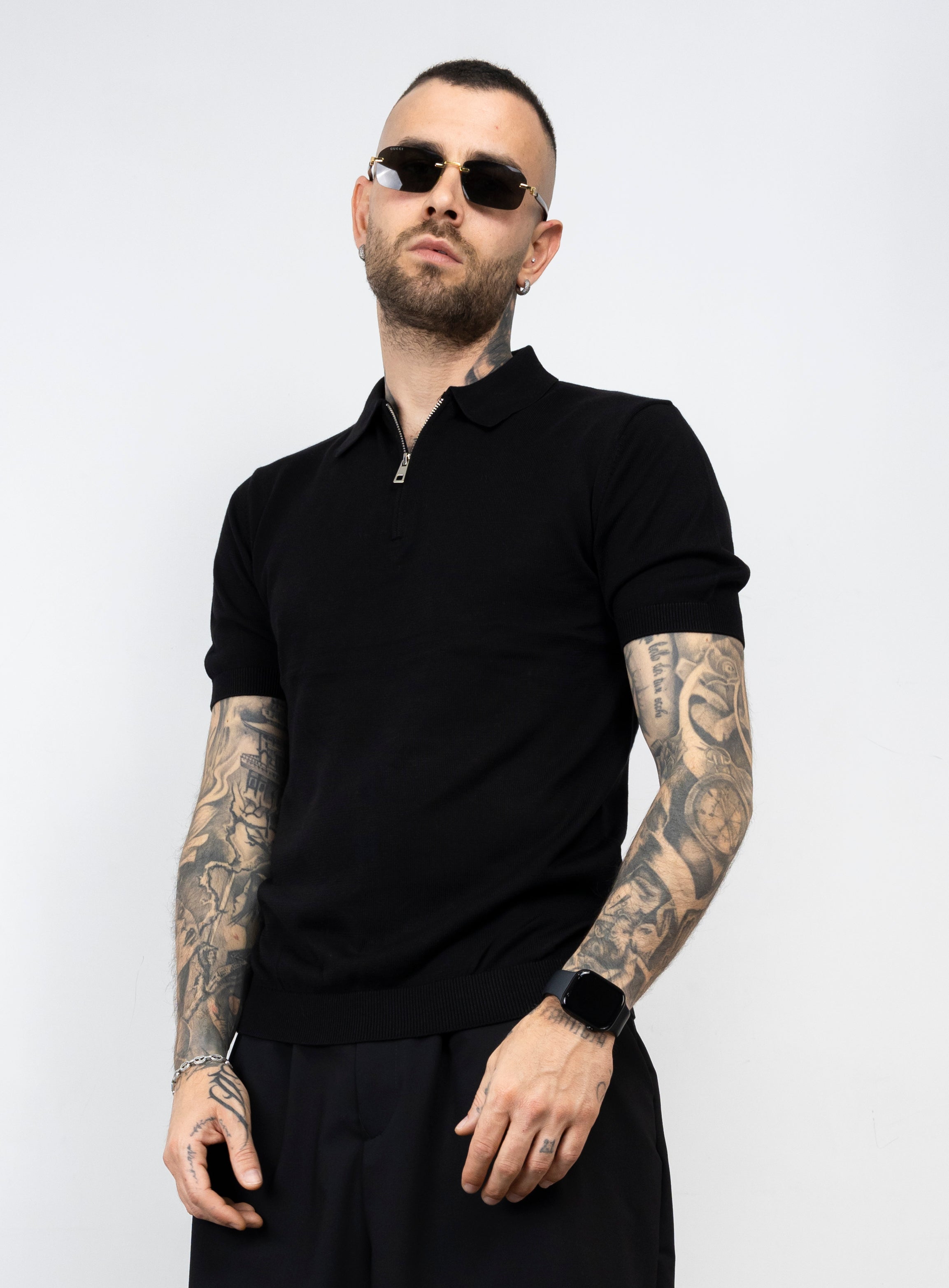 Polo mezza zip in filo
