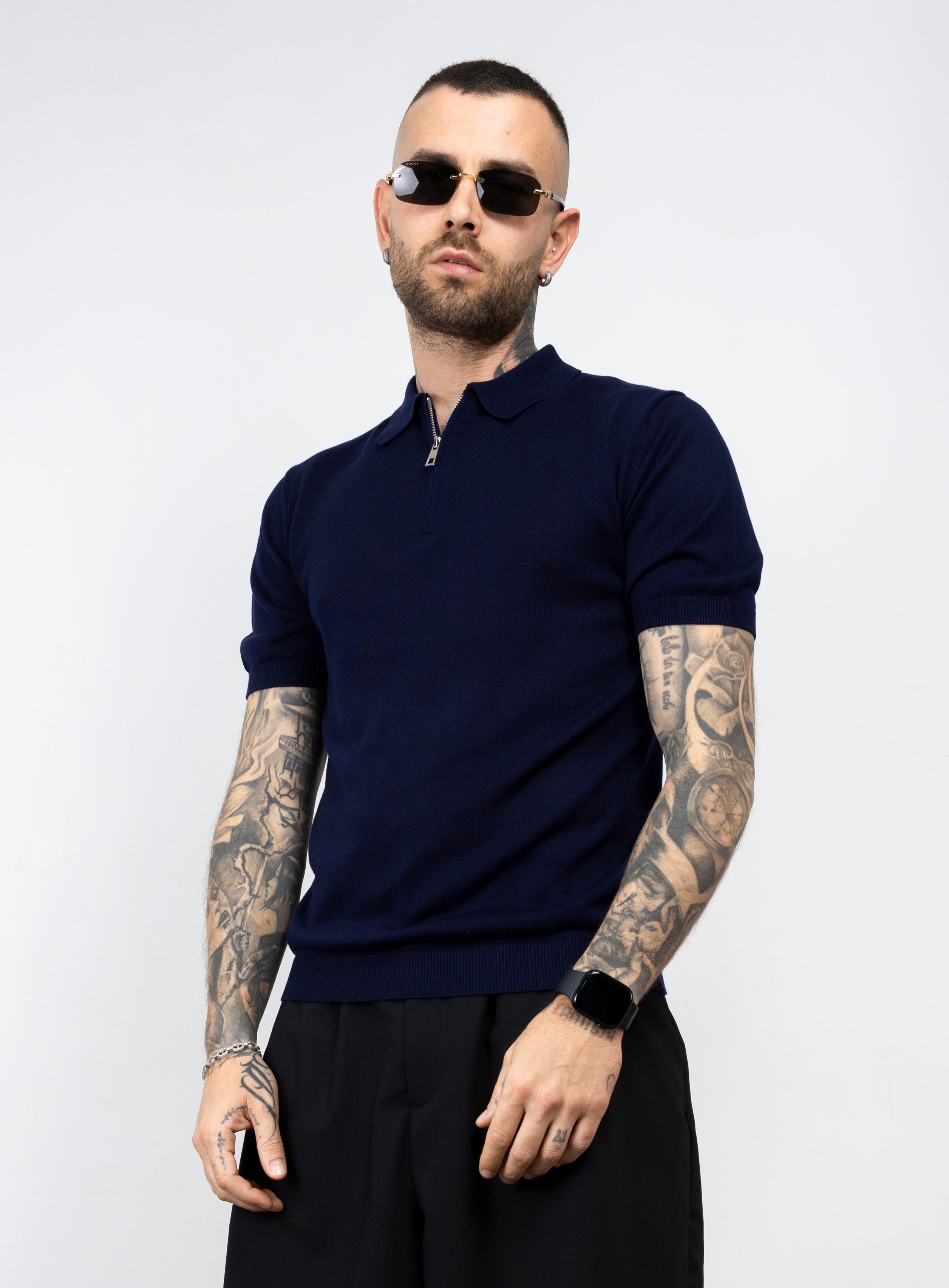 Polo mezza zip in filo