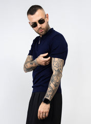 Polo mezza zip in filo