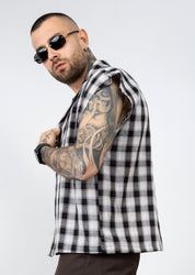 Camicia giromanica quadri bicolor