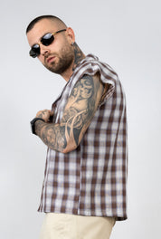Camicia giromanica quadri bicolor