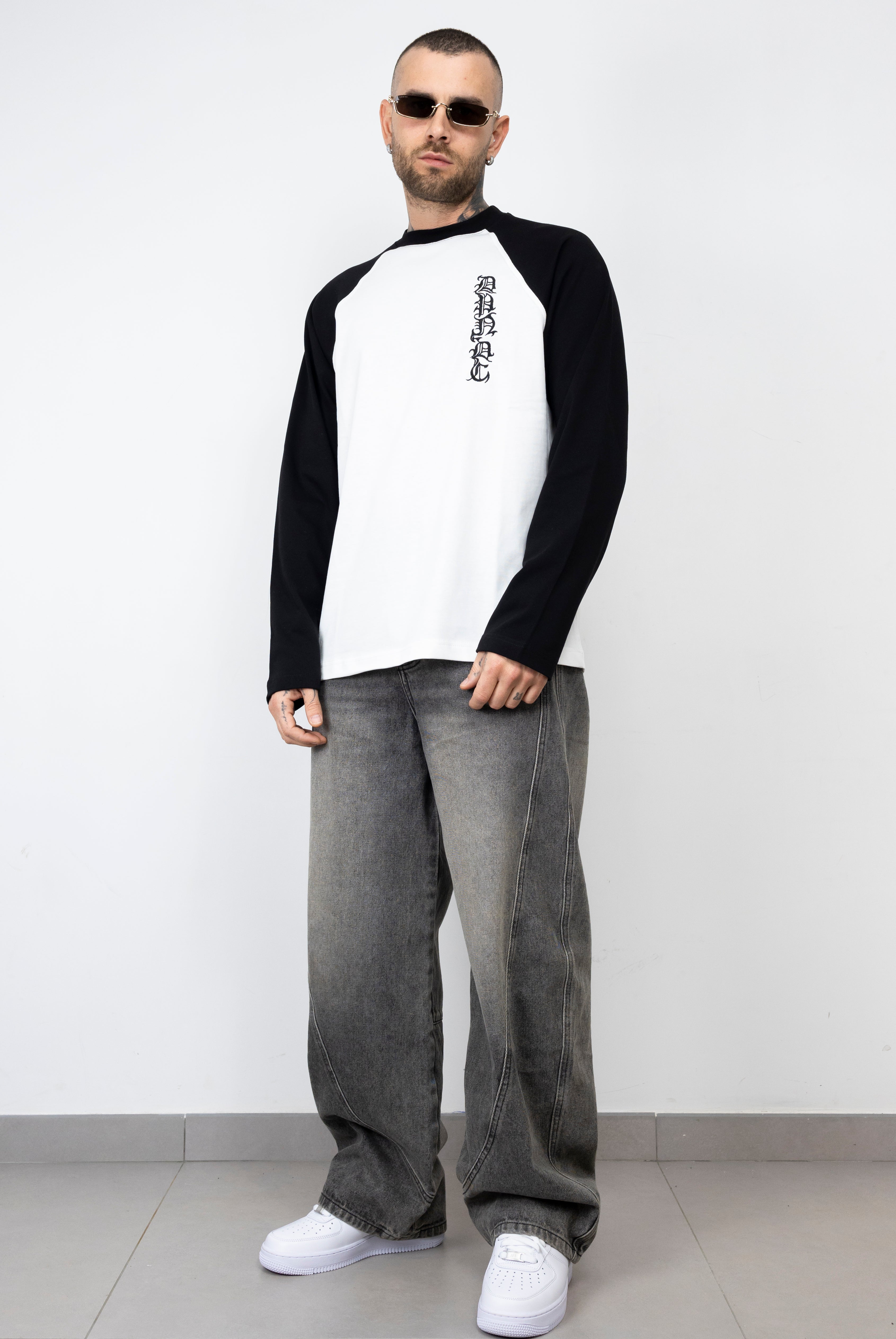 T-shirt long sleeve bicolor ricamo