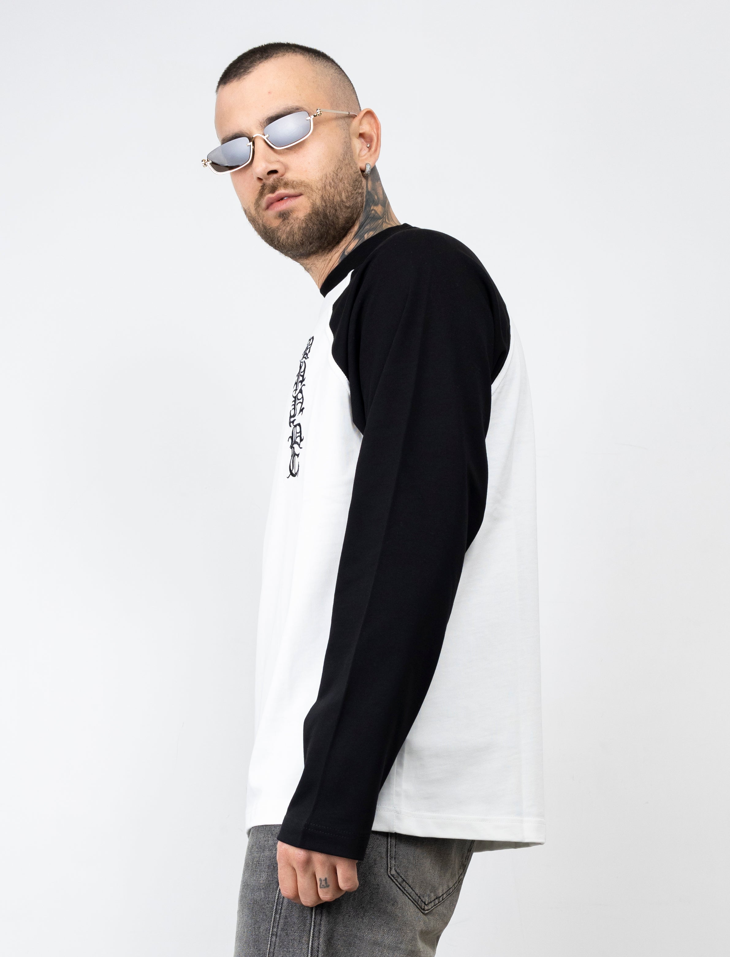 T-shirt long sleeve bicolor ricamo