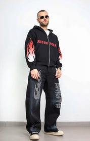 Hoodie zip flames