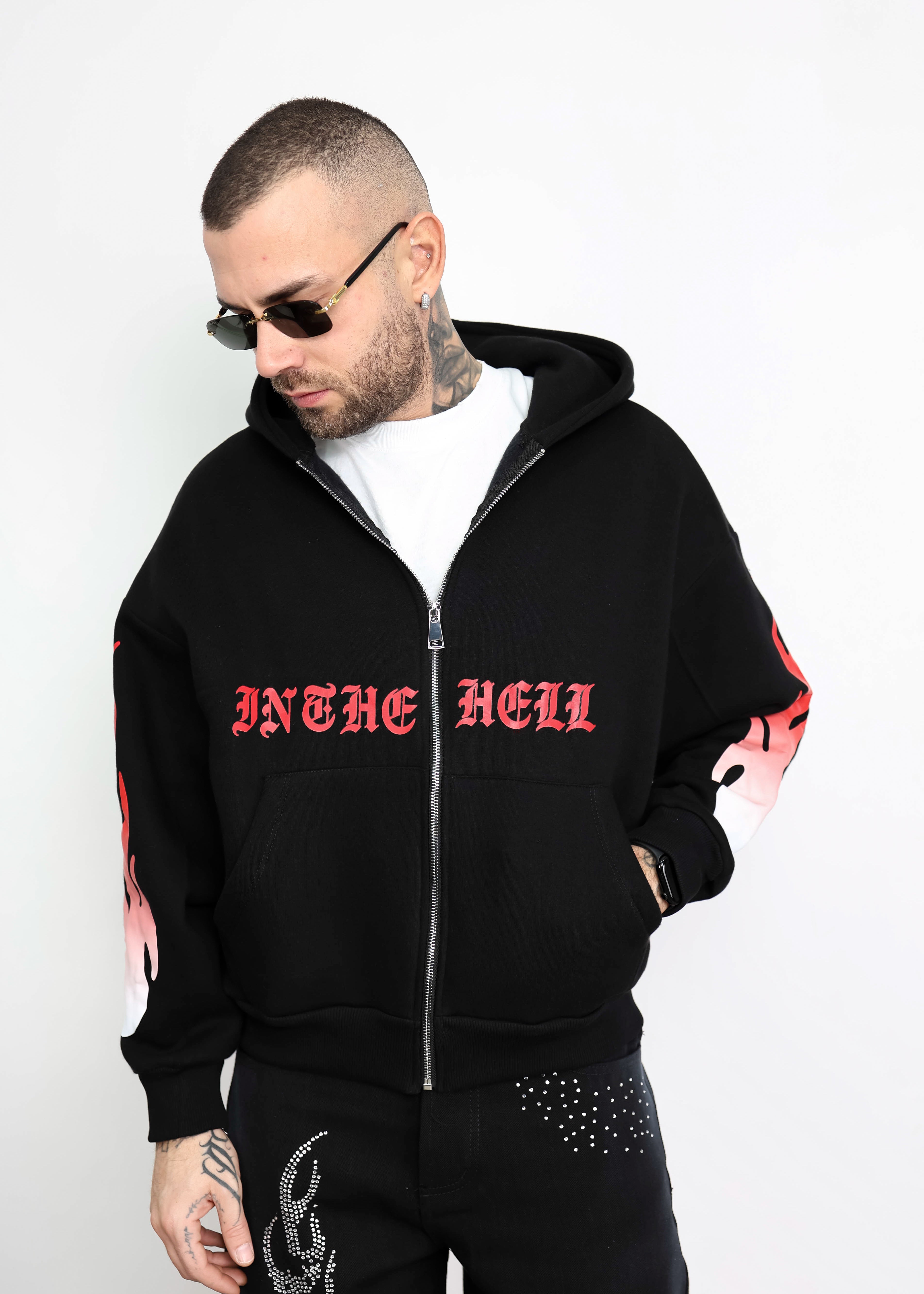 Hoodie zip flames