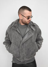 Montone pelliccia reversibile grey